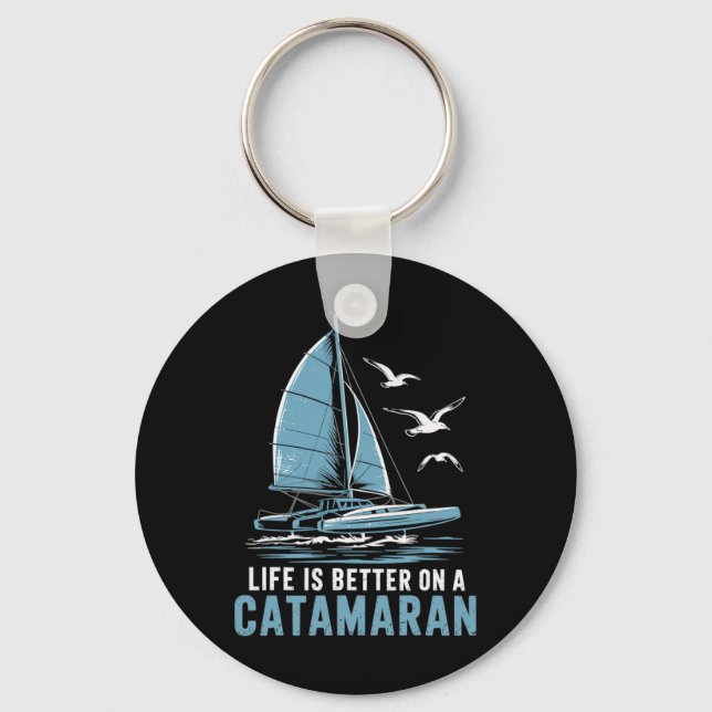 Boat Sailing Boating Sailor Catamaran Sailing  Key Ring (Front)