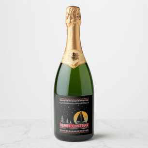 Boat Sailor Sailing Ugly Christmas Sailing Gift Sparkling Wine Label