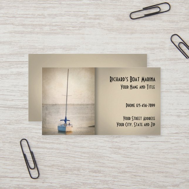 Boat Sales Marina Business Card (Front/Back In Situ)