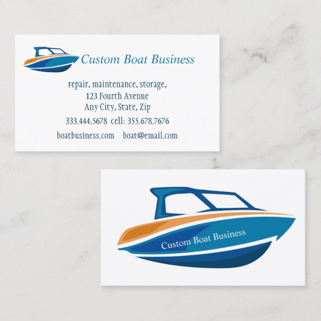 Boat Sales Repair Maintenance Storage Marine  Business Card (Front/Back)
