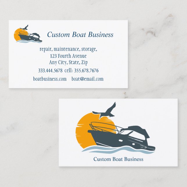 Boat Sales Repair Maintenance Storage Marine  Business Card (Front/Back)