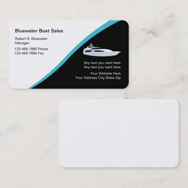Boat Sales Sleek Modern Design Business Card (Front/Back)