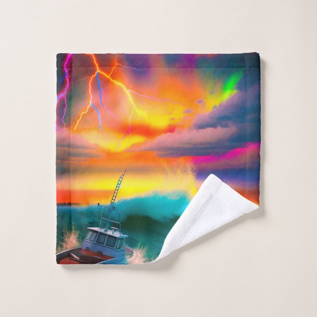 Boat Scene Wash Cloth (Wash Cloth)