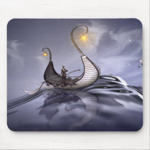 Boat Ship Sea Crystal Water Viking Lamp Bird Raw Mouse Mat