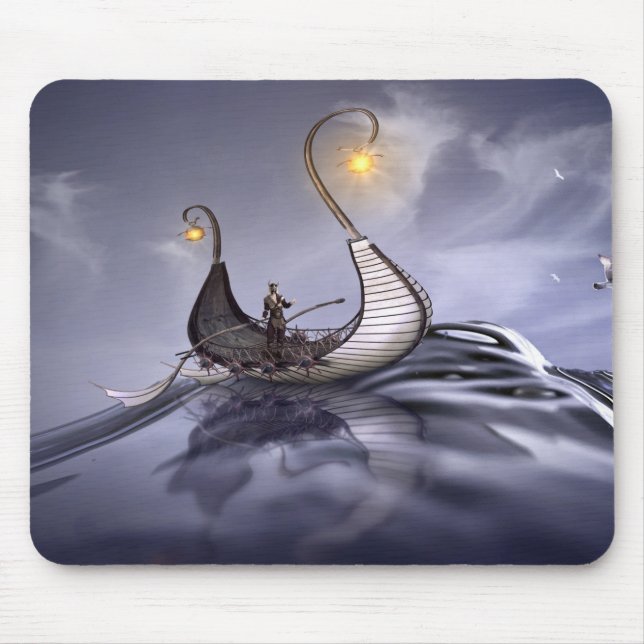 Boat Ship Sea Crystal Water Viking Lamp Bird Raw Mouse Mat (Front)