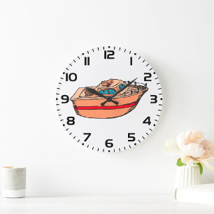 Boat Sketch  Large Clock