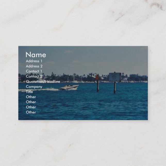 Boat speeding through manatee idle zone business card (Front)