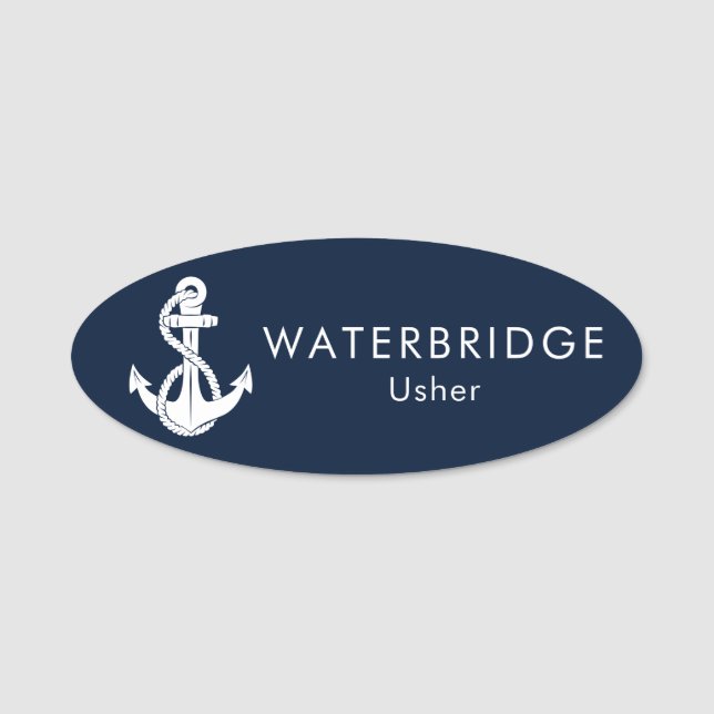 Boat Staff Personalized Nautical Anchor Name Tag (Front)