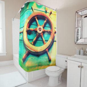 Boat Steering Wheel Shower Curtain