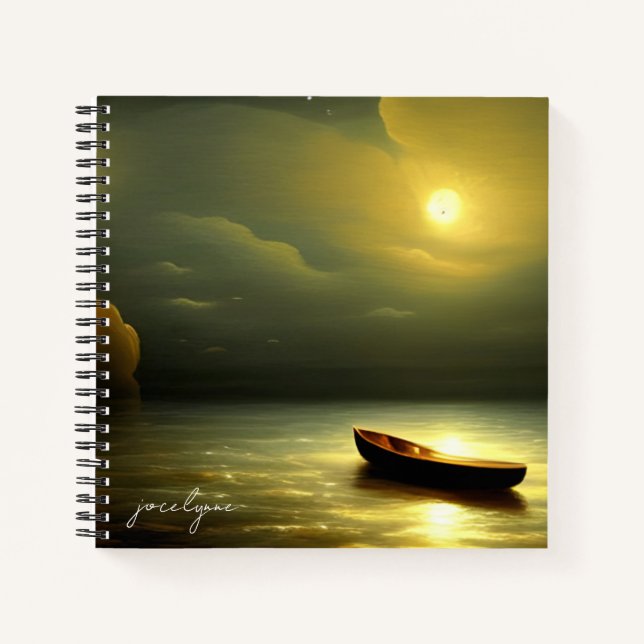 Boat Under the Moonlight Personalised Journal (Front)