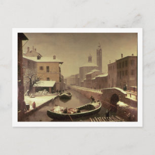 Boat under the Snow Postcard