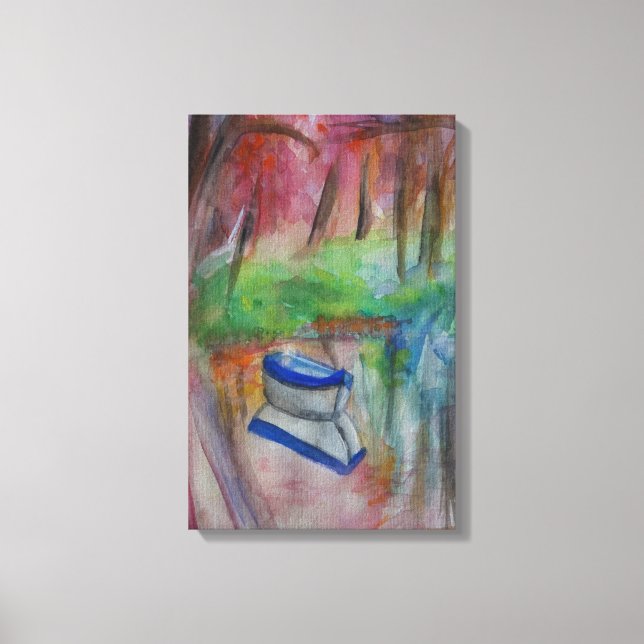 Boat Watercolor Stretched Canvas Print (Front)