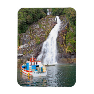 Boat & waterfall, Chile Magnet
