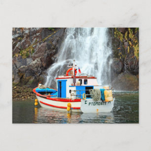 Boat & waterfall postcard
