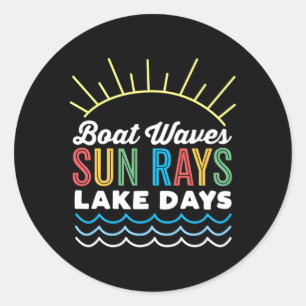 Boat Waves Sun Rays Lake Day Outdoor Classic Round Sticker