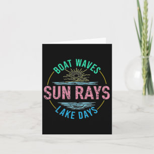Boat Waves Sun Rays Lake Days Cute Retro 70s Summe Card