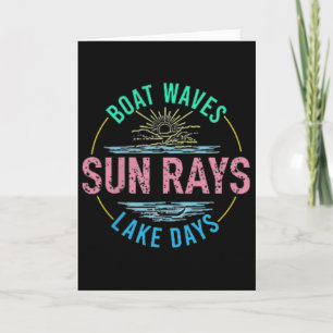 Boat Waves Sun Rays Lake Days Cute Retro 70s Summe Card