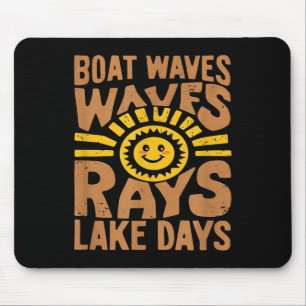 Boat Waves Sun Rays Lake Days Funny Retro Summer V Mouse Mat
