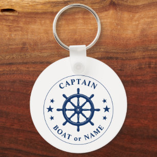 Boat Wheel Helm Stars Captain Name Photo Back Wt Key Ring