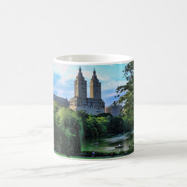 Boaters on the Central Park Lake, San Remo Coffee Mug (Center)