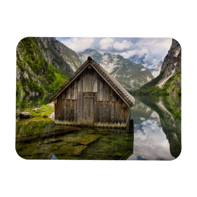 Boathouse in Obersee lake in Alps in Germany Magnet (Horizontal)