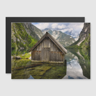 Boathouse in Obersee lake in Alps in Germany Magnetic Invitation