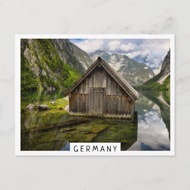 Boathouse in Obersee lake in Alps in Germany Postcard (Front)