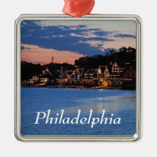 Boathouse Row dusk Metal Tree Decoration