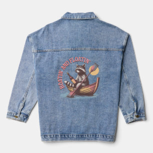 Boatin-and-floatin' Retro Funny Racoon Denim Jacket