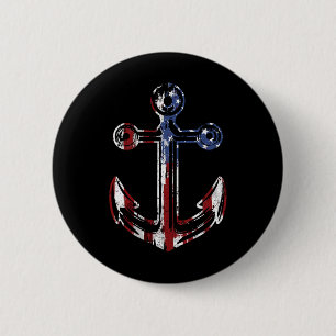 Boating Anchor Usa American Flag 4th Of July  6 Cm Round Badge