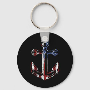 Boating Anchor Usa American Flag 4th Of July Key Ring