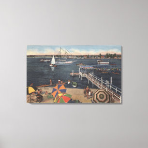 Boating and Swimming on Newport Bay Canvas Print