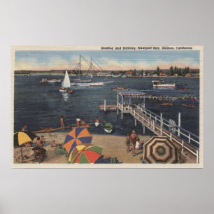 Boating and Swimming on Newport Bay Poster