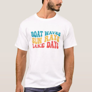 Boating Boat Waves Sun Rays Lake Days Wakeboarding T-Shirt