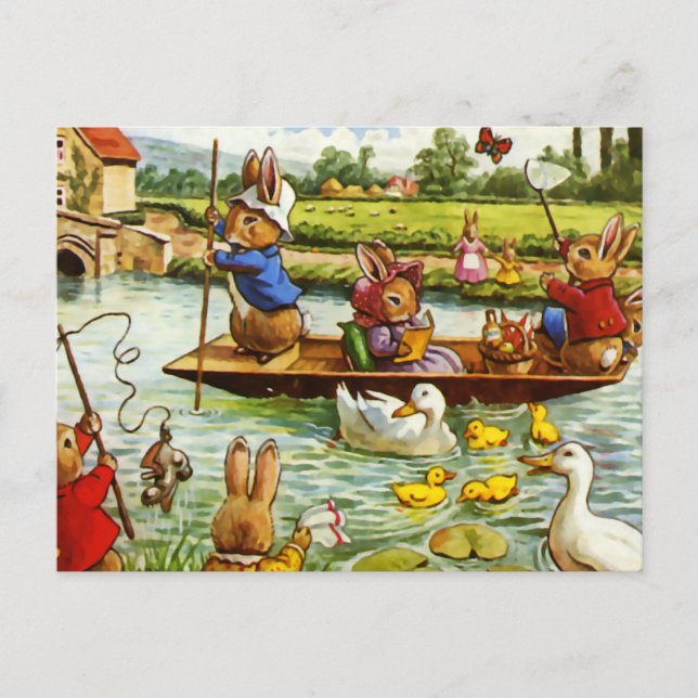 Boating Bunnies Postcard (Front)
