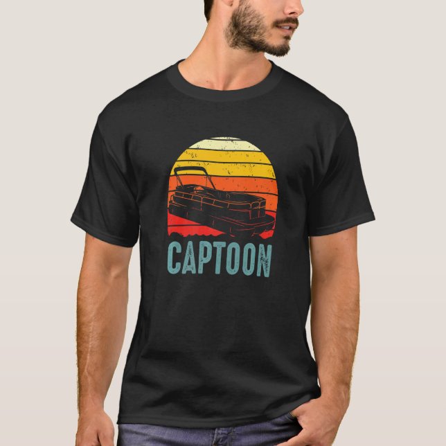 Boating Captoon Pontoon Tritoon Captain Pontoon Bo T-Shirt (Front)