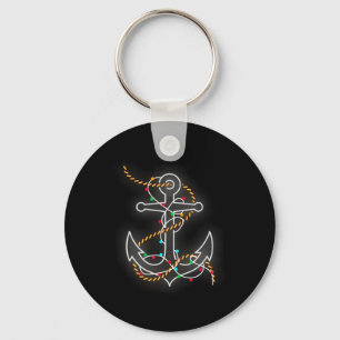 Boating Christmas Lights Anchor Santa Sailing Boat Key Ring
