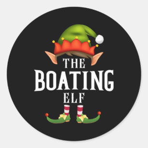 Boating Elf Group Funny Christmas Pajama Party Classic Round Sticker