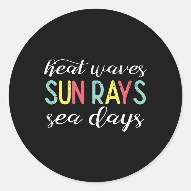 Boating Heat Waves Sun Rays Sea Days Beach Women M Classic Round Sticker (Front)
