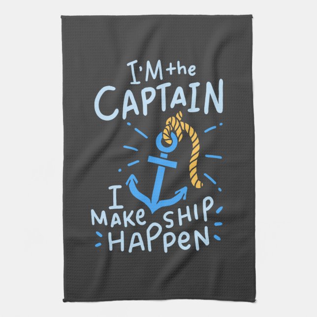 Boating - I'm The Captain Tea Towel (Vertical)