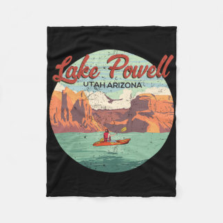 Boating In Lake Powell Utah Arizona Vintage Travel Fleece Blanket