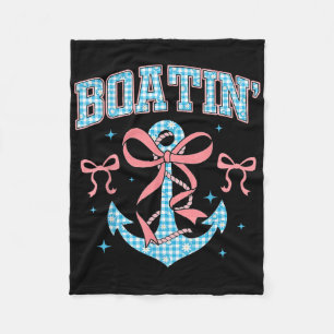 Boating Nautical Anchor Coquette Bow Hello Summer  Fleece Blanket