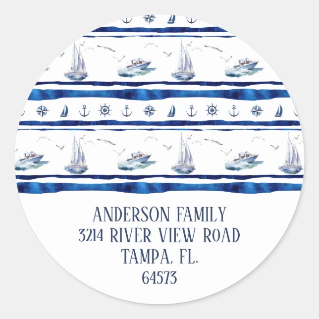 Boating New Address Label Sticker (Front)