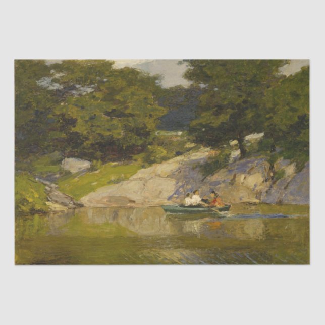 Boating on a Lake in Central Park (E.H. Potthast) Tissue Paper (Front)