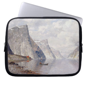Boating on a Norwegian Fjord (oil on canvas) Laptop Sleeve