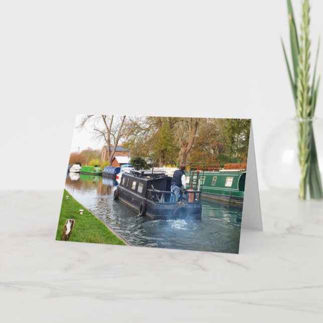 Boating on the Newbury canal Holiday Card (Front)
