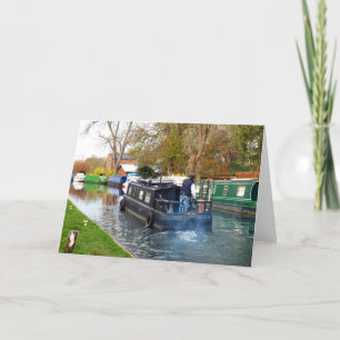 Boating on the Newbury Channel Holiday Card