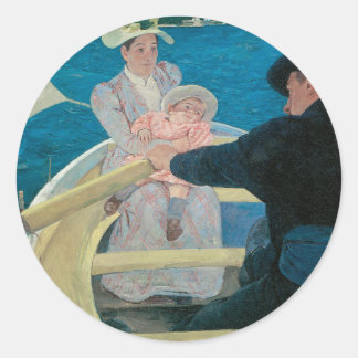 Boating Party by Mary Cassatt, Vintage Fine Art Classic Round Sticker