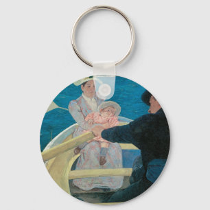 Boating Party by Mary Cassatt, Vintage Fine Art Key Ring