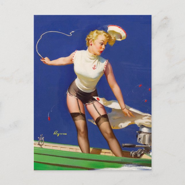 Boating Pin Up Postcard (Front)